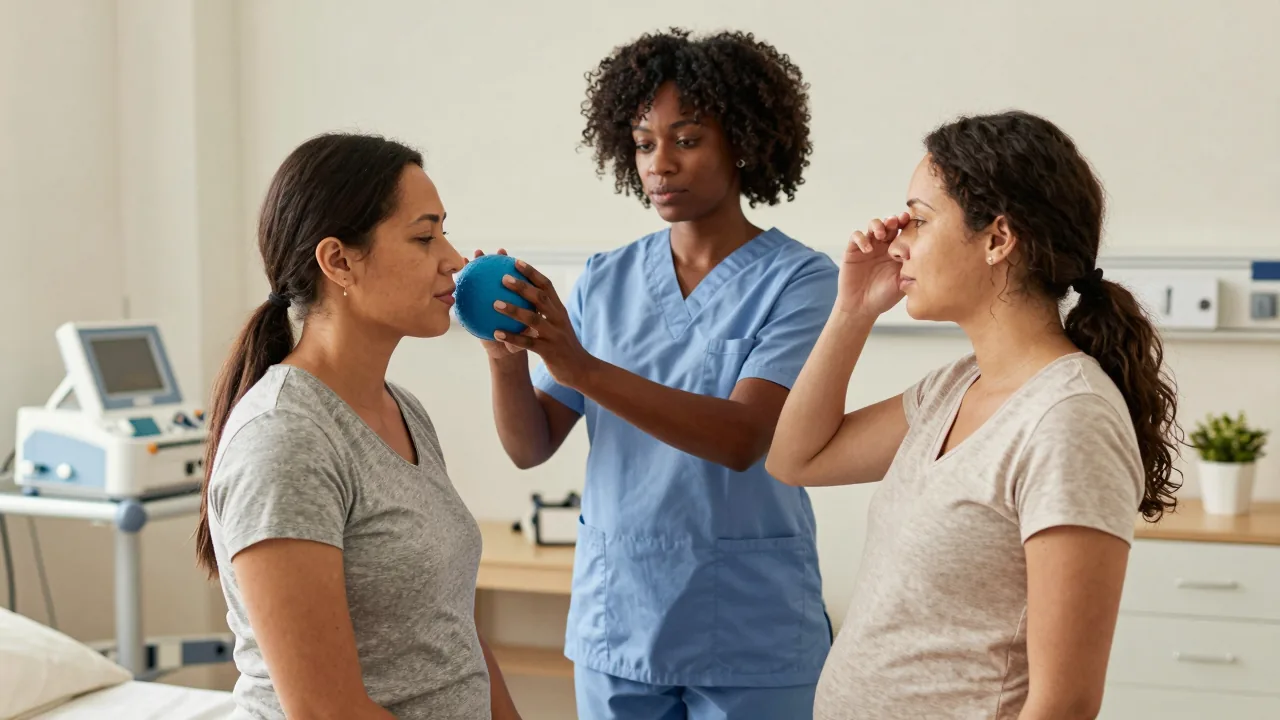 Doula providing support during a high-risk induction