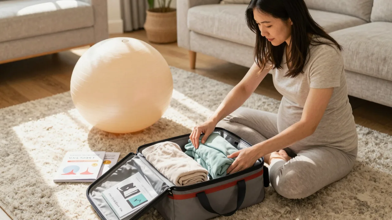 Doula helping expectant mother pack her comfort toolkit