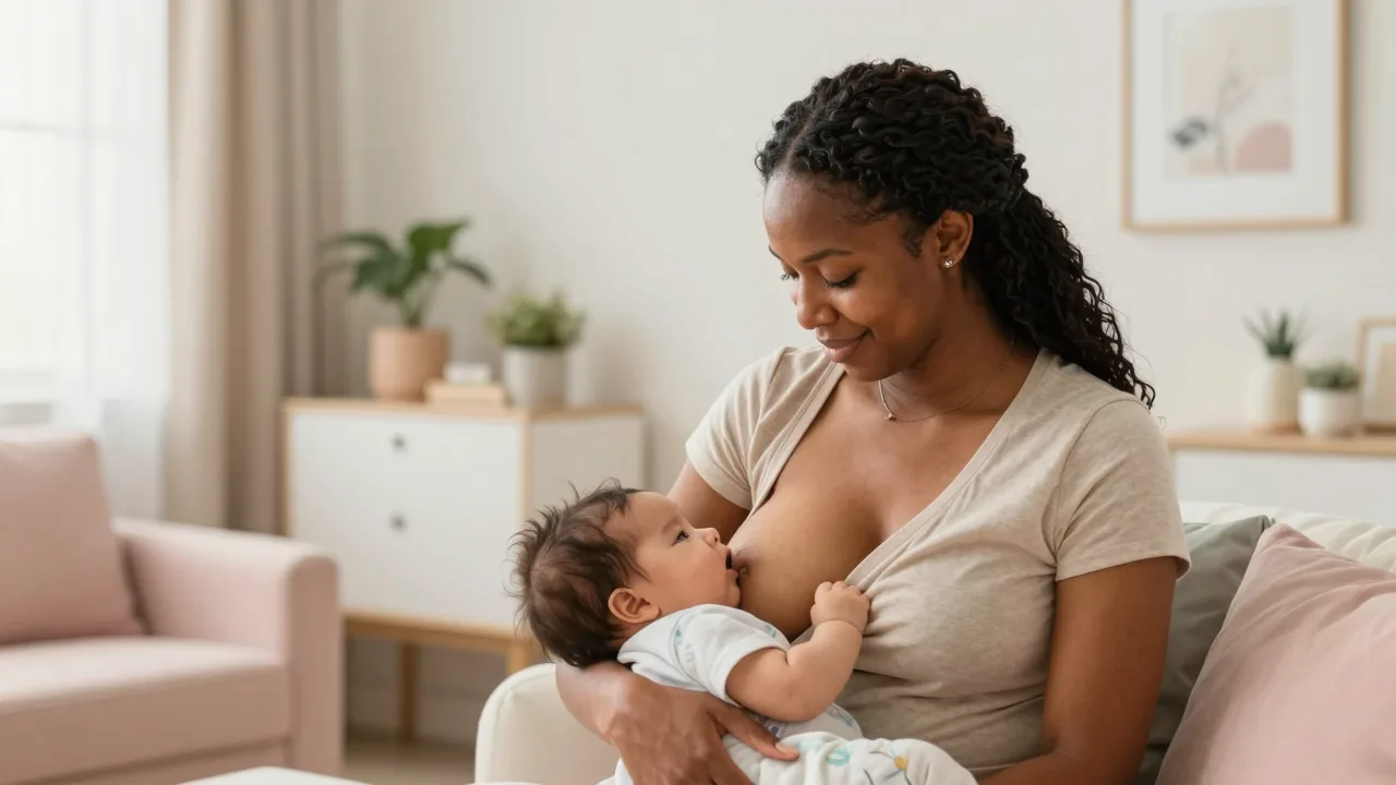 African American doula supporting Latina mother breastfeeding